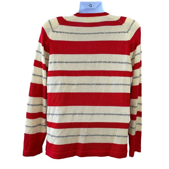 VINTAGE 80s Bleyle Sport Candy Cane Stripe Cardigan Sweater Size Large - Picture 4 of 4